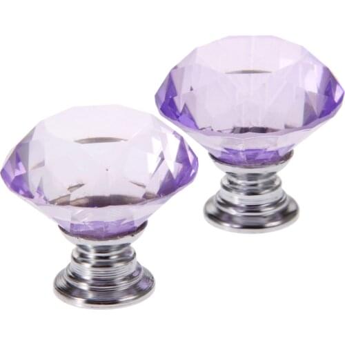 2Pcs 30mm Diamond Shape Crystal Glass Knob For Cabinet Door Cupboard Drawer Kitchen Handle Furniture Hardware