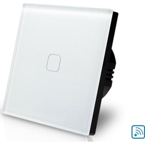 2018 new style upscale EU standard white dimmer switch 220V 1 gang 1 way wall switch on off switch with tough tempered glass