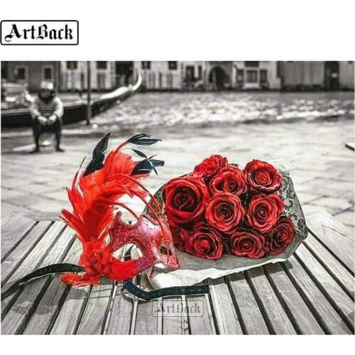 5d diamond painting flowers full square & round red rose pattern 20x25cm rhinestone diamond cross stitch 3d diamond mosaic