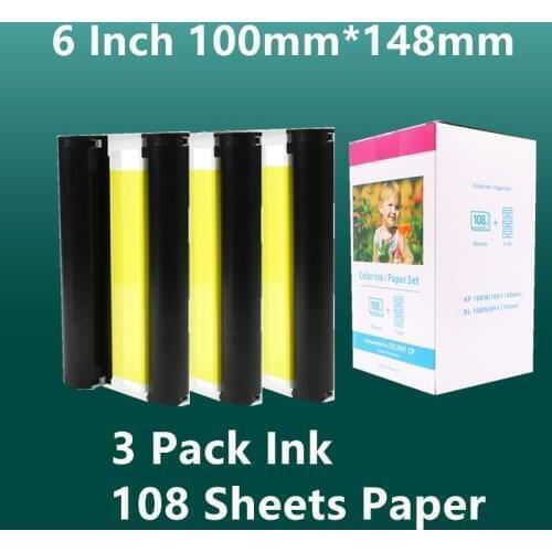 6 Inch 108 sheet Ink Cassette KP-108IN KP-36IN Ink and Paper Set for Canon Selphy CP1300 CP1200 CP910 CP900 Photo Printer