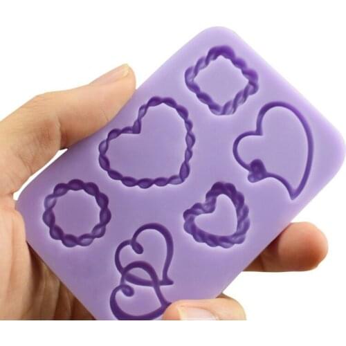 97QE Handmade Love Square Round Frame Pendant Silicone Resin Mold Hollow Heart Frame Pendant Resin Casting Mold Craft Tools
