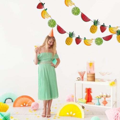 Tutti Frutti Party Decorations Garland Fresh Summer Glitter Fruit Theme Banner for Birthday Hawaii Luau Tiki Party Decorations