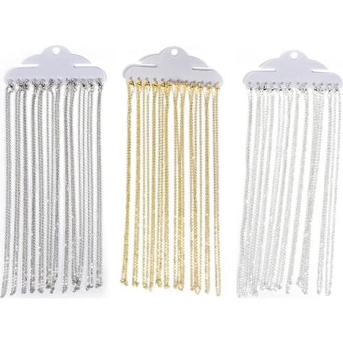 12pcs Necklace Curb Chains 40cm Length Lobster Clasp Metal Link Chain Necklace Simple DIY Jewelry Findings Gold/Silver Color