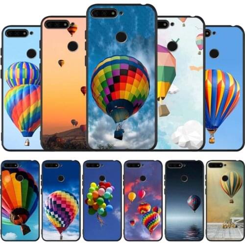 Hot air balloon black Silicone Phone Case For honor 30 20 Pro 8 8X 9 10 20 Lite Mate 10 20 30 Lite Pro cover