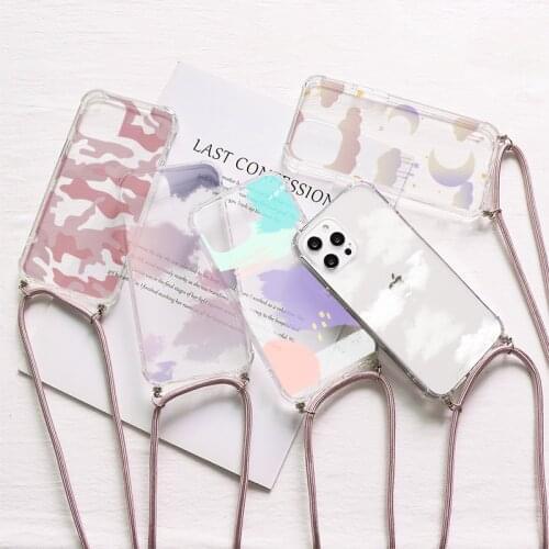 Lanyard Strap Cord Case For Samsung Galaxy A12 A71 A70 A51 A52 A40 A32 A50 Note 10 Pro S20 FE S8 S9 S10 Plus S10e S21 Ultra Capa