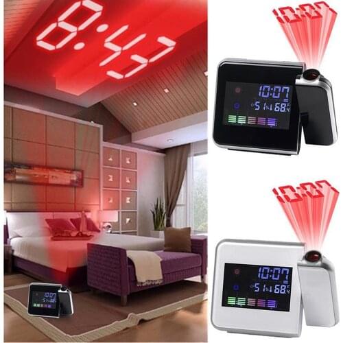 LED Digital Smart Electronic Projection Alarm Clock Weather Forecast Temperature Hygrometer Desktop Clock Calendar