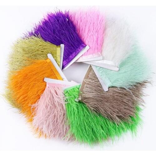 1 meter Fluffy Ostrich Feather Trims Fringe Width 6-8 cm Decorative feather for crafts Wedding dress Clothing sewing Accessory