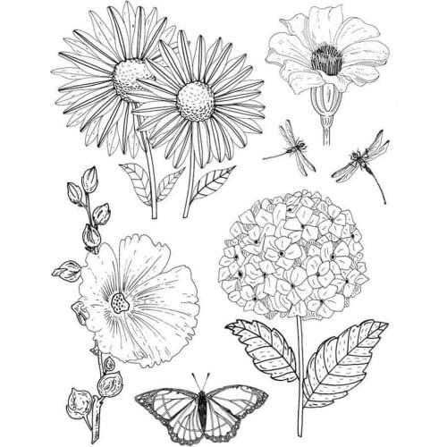 Dutch Flower Butterfly Dragonfly Transparent Clear Silicone Stamp Seal for DIY Scrapbooking Photo album Decorative Clear Stamp