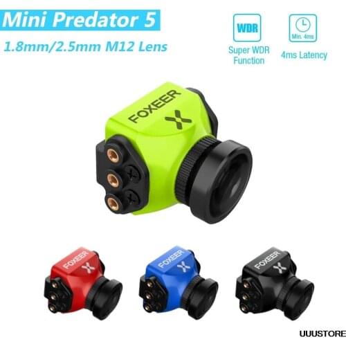 Foxeer Mini Predator 5 Racing FPV Camera 22*22mm 1000tvl 1.8mm M12 4ms Latency Super WDR 16:9/4:3 PAL/NTSC switchable For Drone