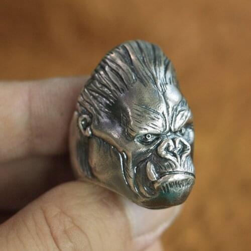 King Kong Ring 925 Sterling Silver Mens Biker Punk APE King Ring TA117 US Size 7~15