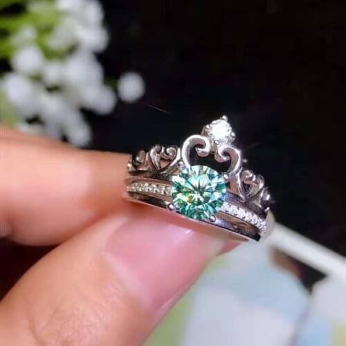 Mossan Diamond Sparkling Color Diamond S925 Sterling Silver Ring Classic Style Suitable For womens Wedding Party