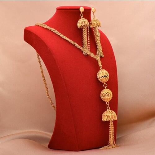 Dubai Jewelry sets 24K gold plated luxury African wedding gifts bridal bracelet necklace earrings ring jewellery set for women