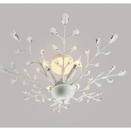 Creative American wrought iron crystal ceiling lamp bedroom European restaurant channel lamp Nordic simple personality creative