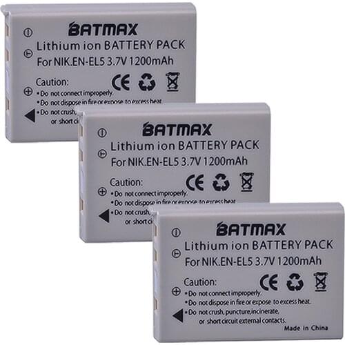 High capacity 3.7V 1200mAh Li-ion Batteries(3-PACK) EN-EL5 ENEL5 EN EL5 for Nikon Coolpix 3700 Coolpix 4200 5200 Coolpix 5900