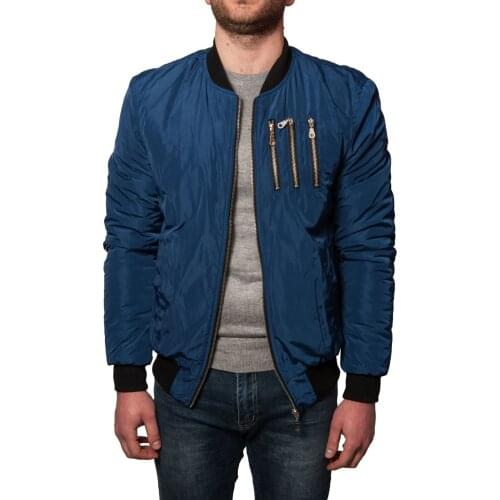 False Bomber zip cobalt blue