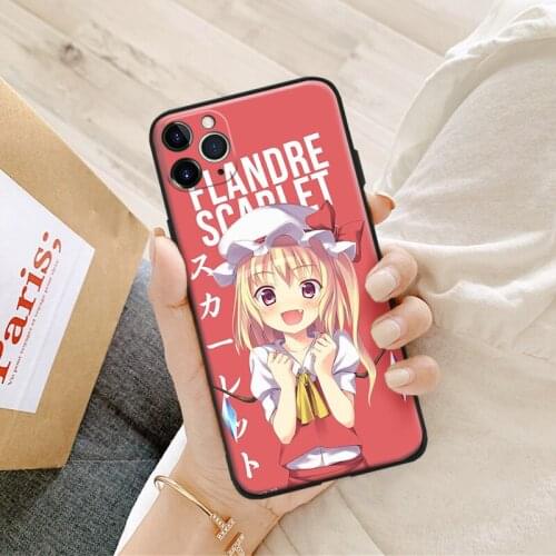 Flandre scarlet cute anime manga silicone Phone Case FOR iPhone Se 6 6s 7 8 Plus X Xr Xs 11 12 Mini Pro Max Glass Cover Shell