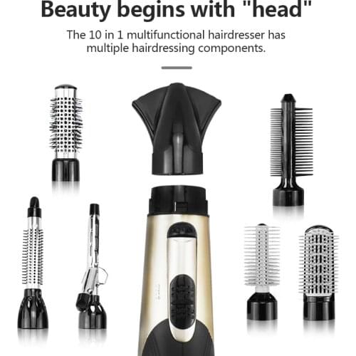 KEMEI 7 In 1 Multifunctional Hair Dryer Professional Hairdryer Brush Hair Blower with Difusser Hair Style Tools 220-240v D38