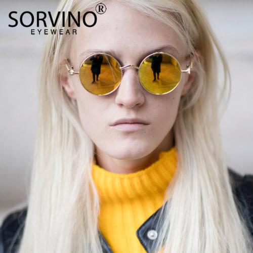 SORVINO Retro Small Round Sunglasses Polarized Women Men Designer 90s Steampunk Rose Gold Mirror Circle Sun Glasses Shades SP207