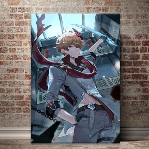 Male Characters Anime Genshin Impact Game Posters Canvas Painting Wall Poster Wall Art Picture Home Decor
