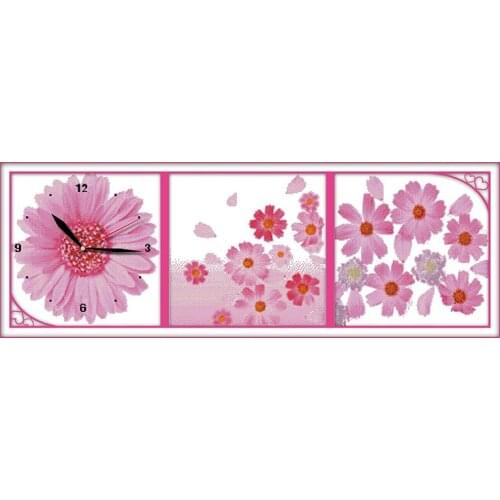 Pink ocean cross stitch kit 14ct 11ct count print canvas wall clock stitching embroidery DIY handmade needlework