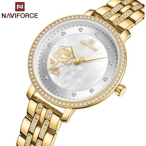 NAVIFORCE Brand Luxury Ladies Watches Fashion Gold Women Watch Stainless Steel Waterproof Clock Girl Gift Bracelet Wristwatch