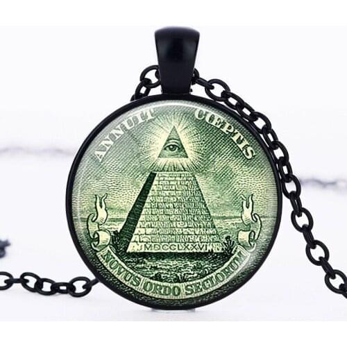 New Fashion Handmade Jewelry Pyramid Art Photo Cabochon Glass Pendant Chain Necklace For Men Women Stainless Steel Jewellery