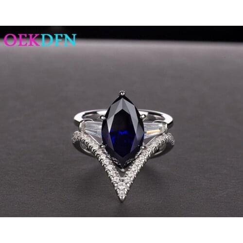 OEKDFN Vintage 100% 925 Sterling Silver Ring Women Men Mariquesa Sapphire Topaz Citrine Wedding Engagement Jewelry Size 5-12