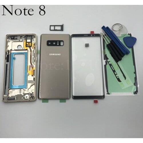 Original new Replacement Parts For Samsung Galaxy note 8 N950 N950F housing set Carcase case Accessories+Front Glass Lens+Tools