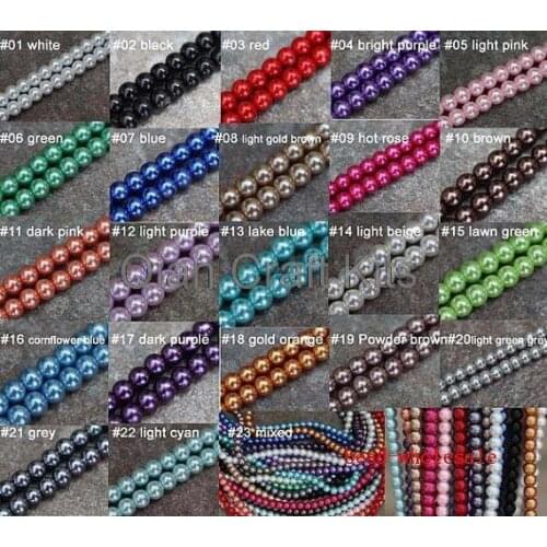 15 strands round glass pearl spacer beads black/white/red 8mm for jewelry making 108pcs/strand