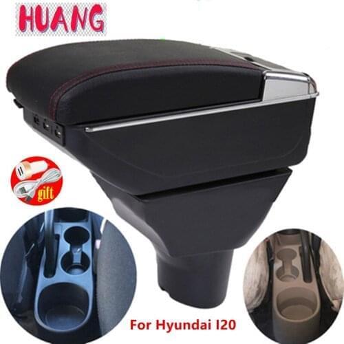 For Hyundai i20 car armrest leather arm rest usb storage box ABS center console accessories interior parts automobile 2011