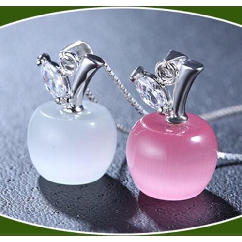 GorGor Pendant Women 925 Sterling Pattern Apple Shape Moonstone Simplicity Christmas Gift Temperament Fashion Jewelry A118