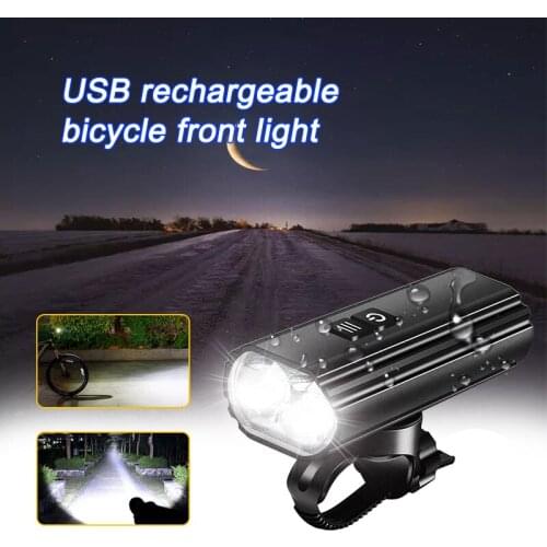 USB rechargeable bicycle front light 5 Mode T6 LED bike night riding headlight Waterproof wide-angle floodlight riding equipment