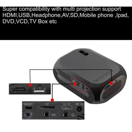 HD 1080P LED Projector Portable Mini Home Theater Cinema Lightweight USB AV HDMI DQ-Drop