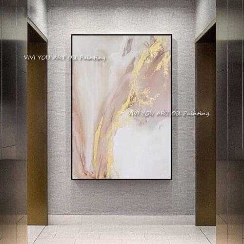 Hand Painted Modern Golden Oil Paintings On Canvas Wall Art Abstract for Living Room Home Decoration Gold Canvas Art Poster