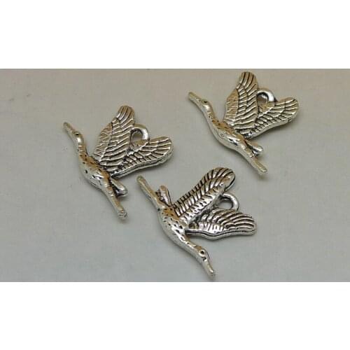 ALYMMO 8pcs/lot Antique Silver Double Sided Wild Goose Charms 22x15mm Animal Pendant Bird Jewelry Supplies