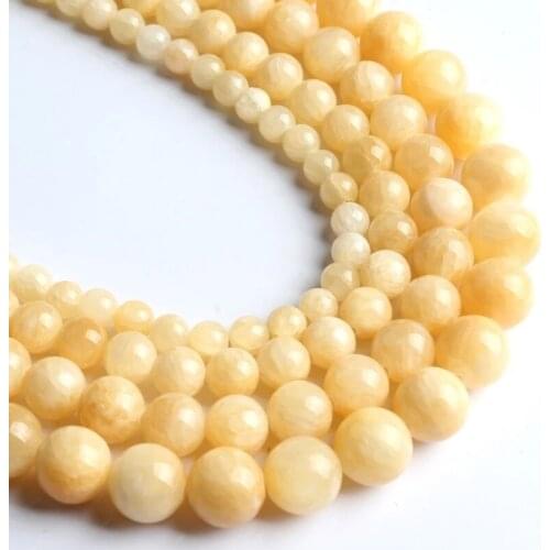 Light Yellow Cloud Jades Natural Stone Round Loose Beads For Jewelry Making DIY Charms Bracelet Necklace 15'Strands 6/8/10mm