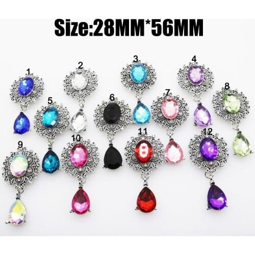 1pcs 28*56mm Retro color Acrylic Rhinestone buttons Flat back metal brooch Wedding Wine glass Decoraation DIY crafts Accessories