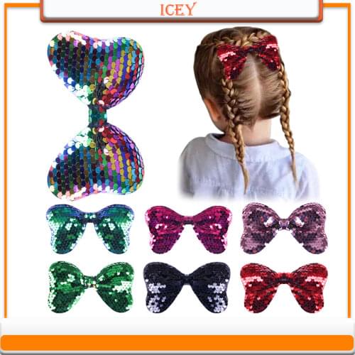 Big Cartoon Hairbows Hair Clips for Girls Sequins Barrette Princess Glitter Alligator Bows Pin Hair Accessories