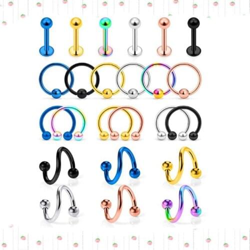 1Bag The Latest Fashion Suits A Body Piercing More Groups of Men and Women General Nose Ring of Stainless Steel Jewelry Suite