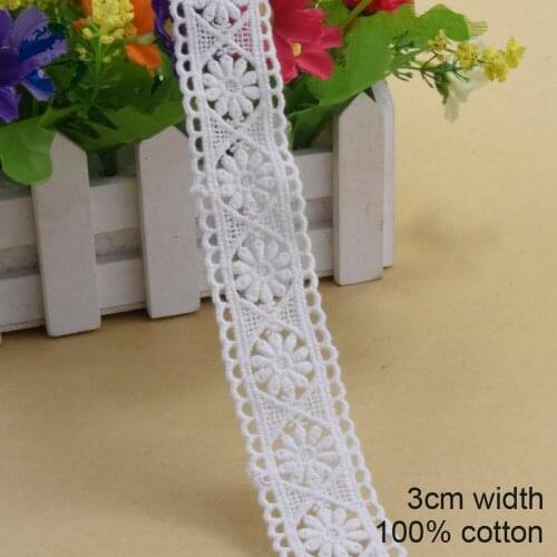 10yards 3cm wide 100% Cotton embroid lace sewing ribbon guipure trim wedding decoration DIY colthes Accessories lace edge#3997