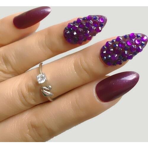 24pcs Glitter Detachable False Nails Ballerina Purple Wearable Fake Nails Full Cover Nail Tips Press on nail