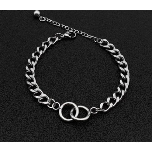 316L Stainless Steel Circle Bracelet for Women Silver Color NK Pulseira Feminina Lovers Engagement Jewelry 18+5cm