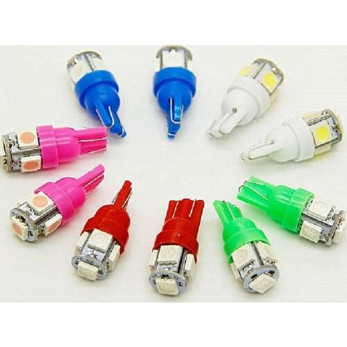 5Pcs T10 W5W 5050 5SMD Reading Dome Lamp Car LED 168 194 192 DC 12V License Plate Bulbs Marker Light Wedge Lights White blue