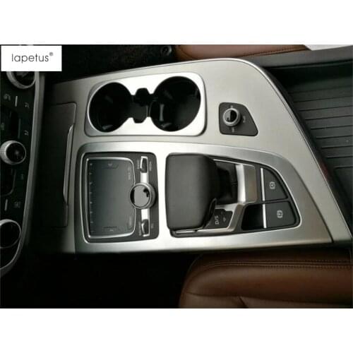 Lapetus Accessories Fit For Audi Q7 2016 - 2019 Matt Transmission Shift Gear / Water Cup Holder Panel Molding Cover Kit Trim