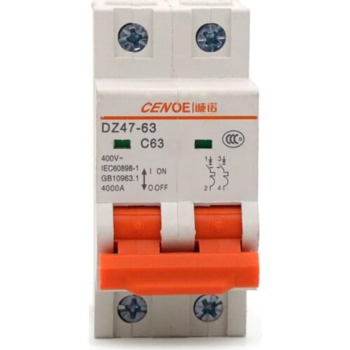 A grade beautiful 2P circuit breaker 6-63A 400V DZ47 2P breaker mini circuit breaker mcb with Overload short circuit protection
