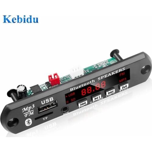 KEBIDU 12V Car MP3 WMA Decoder Board Plate Audio Module Bluetooth5.0 USB/TF/FM/AUX For Car Accessories