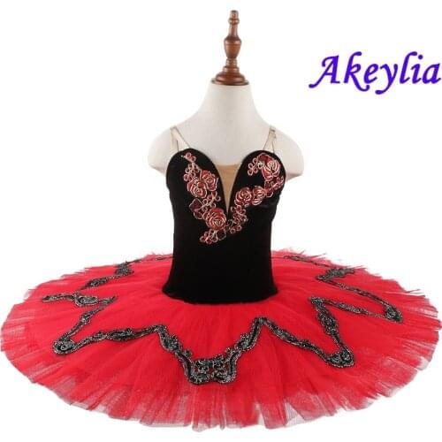Kitri ballet tutu pancake dress for performance Don Quixote pre-professional ballet stage costumes tutu dress black red 20015