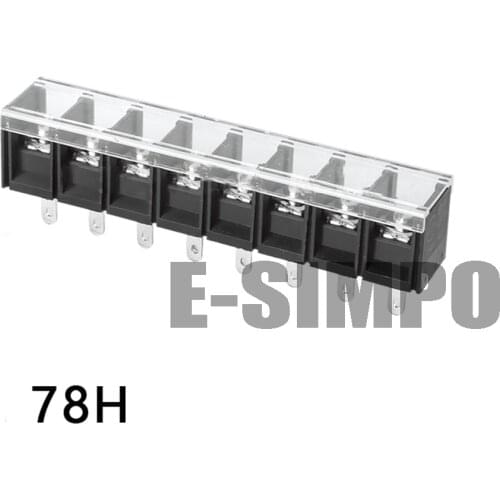 Barrier Terminal Block 78H 13mm Pitch 600V30A 18-10AWG with Plastic Cover,without mounting ears,Wide pin with hole
