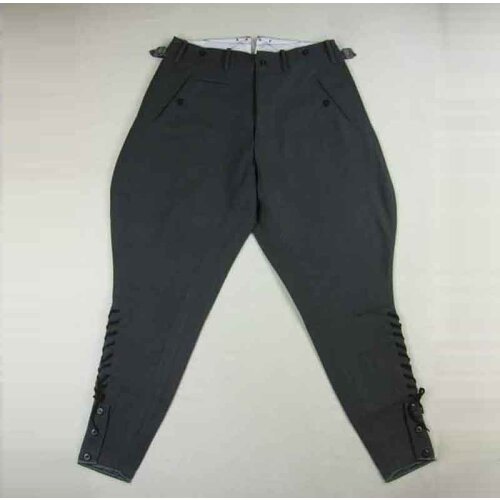 Thick gray woolen breeches, winter casual pants, military wind knight riding pants, lovers tapered pants, 9 points pants