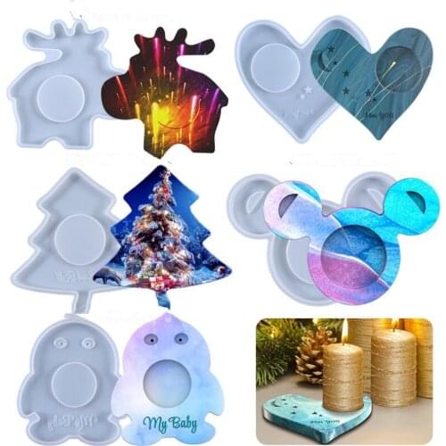 DIY Crystal Epoxy Resin Mold Heart Shaped Star Candle Holder Coaster Silicone Mold For Resin